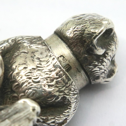 100 - Edwardian 925 silver teddy bear salt, H: 35 mm. P&P Group 1 (£14+VAT for the first lot and £1+VAT fo... 