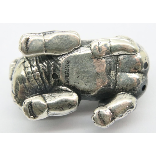 108 - 925 silver Bulldog pin cushion, L: 28 mm. P&P Group 1 (£14+VAT for the first lot and £1+VAT for subs... 