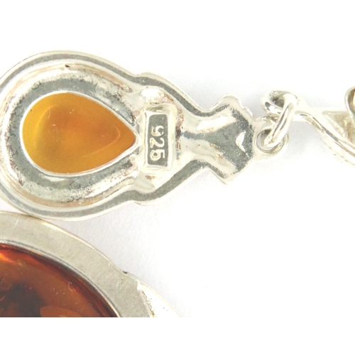 68 - 925 silver and baltic amber necklace and earrings set, boxed. Chain L: 42 cm, earring H: 14 mm. P&P ... 