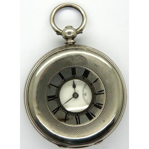 81 - 925 silver half hunter pocket watch, case diameter 16 mm, not working. P&P Group 1 (£14+VAT for the ... 