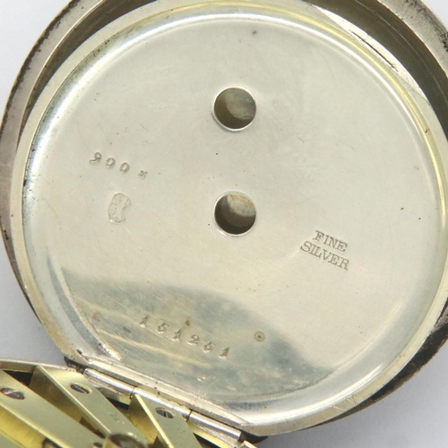 81 - 925 silver half hunter pocket watch, case diameter 16 mm, not working. P&P Group 1 (£14+VAT for the ... 