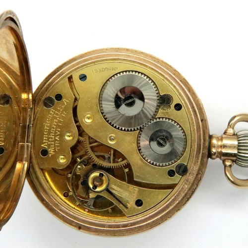 82 - Waltham: gold plated pocket watch, case D: 17 mm, not working at lotting. P&P Group 1 (£14+VAT for t... 