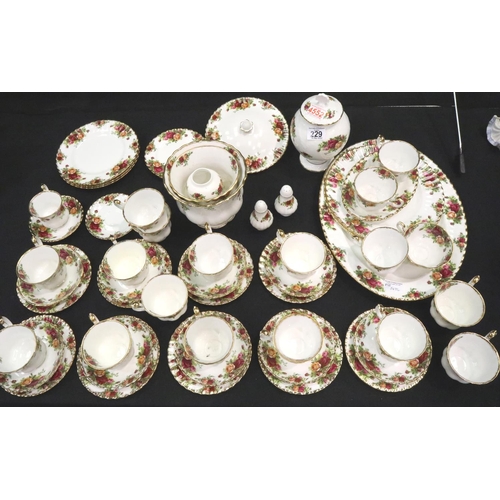 229 - Royal Albert, large dinner and tea service in the Old Country Roses pattern, approximately 50 pieces... 