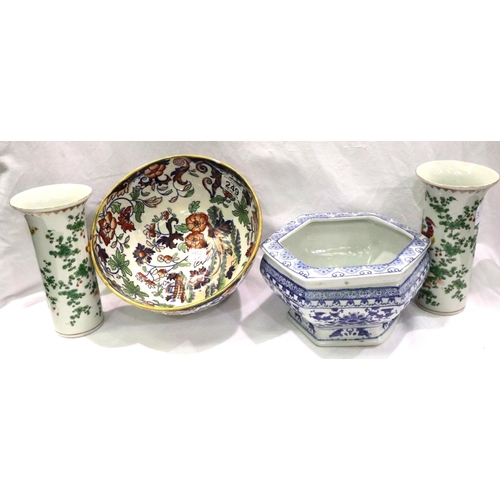 249 - Pair of Oriental vases and two bowls. P&P Group 3 (£25+VAT for the first lot and £5+VAT for subseque... 