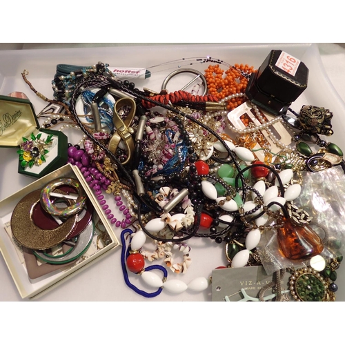 1075 - Tray of unsorted costume jewellery. P&P Group 2 (£18+VAT for the first lot and £3+VAT for subsequent... 