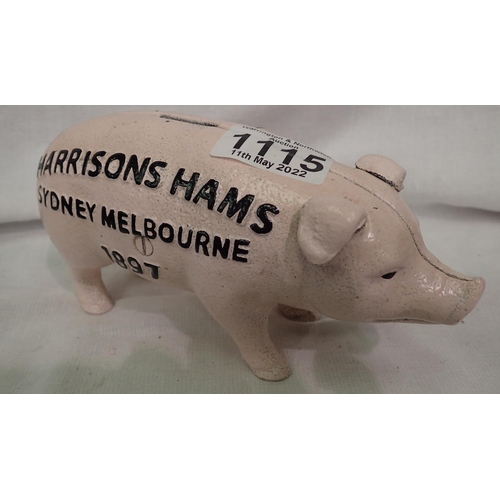 1115 - Harrisons Ham pig moneybox, L: 15 cm. P&P Group 1 (£14+VAT for the first lot and £1+VAT for subseque... 