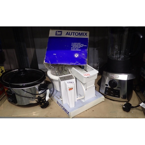 1161 - Mixed kitchen electrical items to include Morphy Richards slow cooker, food blender and food mixer. ... 