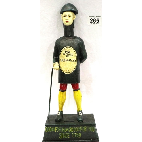 265 - Cast iron Guinness Man moneybox, H: 34 cm. P&P Group 3 (£25+VAT for the first lot and £5+VAT for sub... 