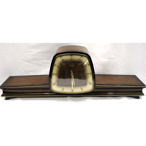 274 - Hermle chiming mahogany cased Art Deco mantle clock, L: 58 cm, not working at lotting. P&P Group 3 (... 