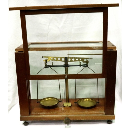 294 - Brass cased school scales by Gallenkamp, with weights. Not available for in-house P&P, contact Paul ... 