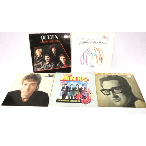 370 - Five LPs to include Imagine by John Lennon Motion Picture, Queen Greatest Hits, Buddy Holly Story et... 