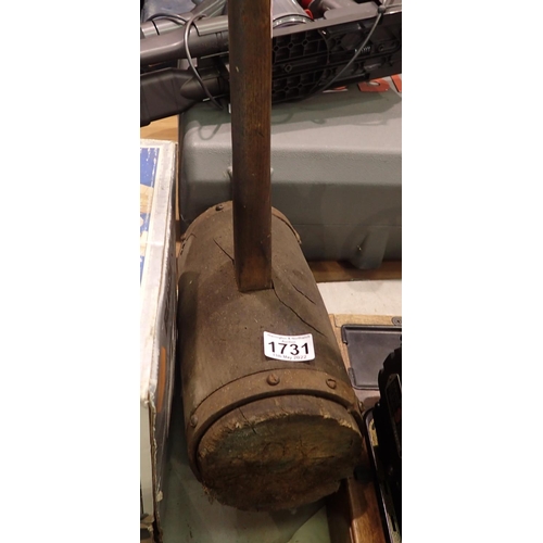 1731 - Retro wooden paving mallet. Not available for in-house P&P, contact Paul O'Hea at Mailboxes on 01925... 