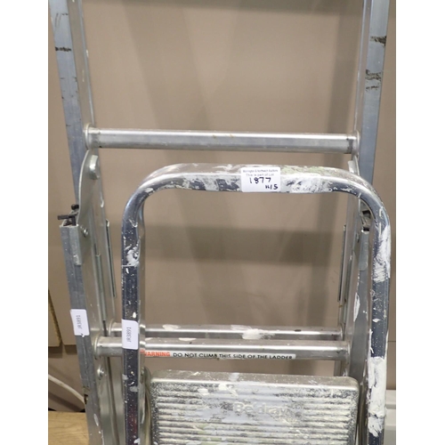 1877 - Two sets of aluminium ladders, one extending one folding. Not available for in-house P&P, contact Pa... 