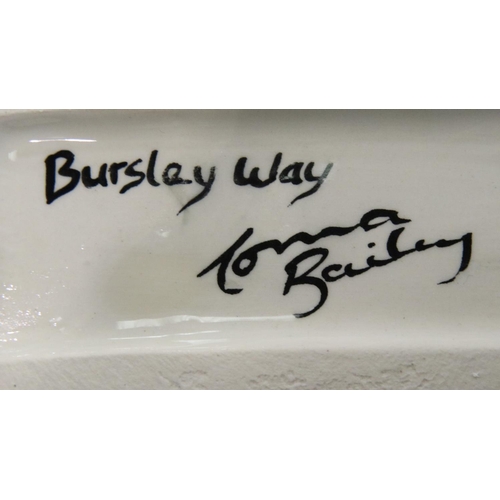 200 - Lorna Bailey vase in the Bursley Way pattern, H: 26 cm. No cracks, chips or visible restoration. P&P... 