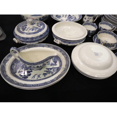 213 - Quantity of Wedgwood ceramics in the Willow pattern including tureens. No cracks, chips or visible r... 