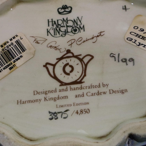 225 - Paul Cardew for Cardew Designs: three limited edition teapots, Antique Shop, AGA and Harmony Kingdom... 