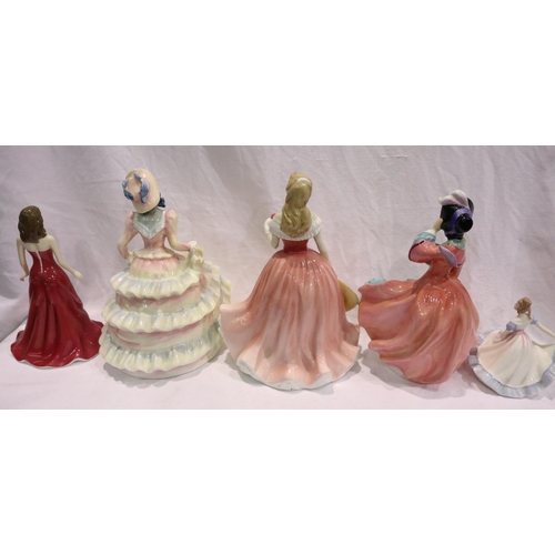 232 - Five Royal Doulton figurines to include Rosie HN 4094, largest H: 20 cm. P&P Group 3 (£25+VAT for th... 