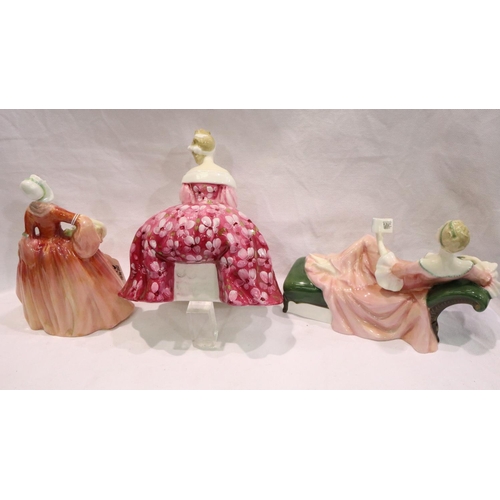 246 - Three Royal Doulton figurines, Victoria, Janet and Repose. No paint loos/fading/crazing. No cracks, ... 