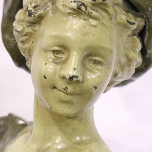 269 - Art Nouveau bust on marble stand, H: 26 cm, including stand. P&P Group 3 (£25+VAT for the first lot ... 