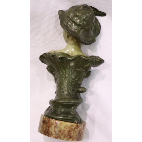 269 - Art Nouveau bust on marble stand, H: 26 cm, including stand. P&P Group 3 (£25+VAT for the first lot ... 