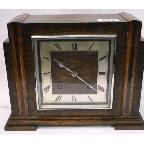 273 - Two oak cased chiming mantel clocks; Elliott and Garrard. Largest H: 23 cm, lacking pendulum. P&P Gr... 