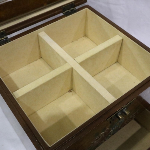 277 - Two wooden jewellery boxes, largest 30 x 22 x 12 cm H. P&P Group 3 (£25+VAT for the first lot and £5... 