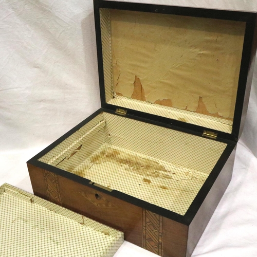 277 - Two wooden jewellery boxes, largest 30 x 22 x 12 cm H. P&P Group 3 (£25+VAT for the first lot and £5... 