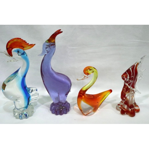 286 - Selection of mid 20th century coloured glass including Murano. Postage for this lot only is £40.00+V... 