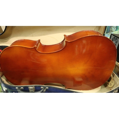 312 - Unbranded cello in hard case Not available for in-house P&P, contact Paul O'Hea at Mailboxes on 0192... 