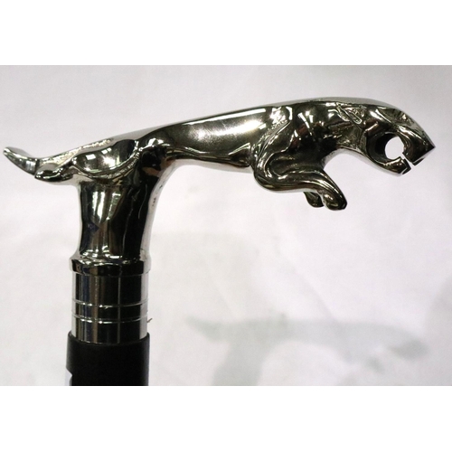 319 - Chrome Jaguar car mascot walking stick, L: 90 cm. P&P Group 3 (£25+VAT for the first lot and £5+VAT ... 