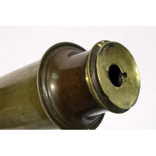 2160 - Brass and leather watchmans telescope, L: 95 cm extended. P&P Group 3 (£25+VAT for the first lot and... 