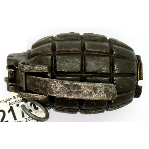 2174 - INERT no 5 Mills Mk1 hand grenade, maker CAV, dated 10/1916. P&P Group 1 (£14+VAT for the first lot ... 