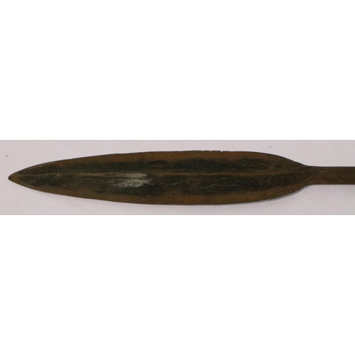 2177 - African hunting spear, 1879 engraved in shaft - Zulu trophy? P&P Group 3 (£25+VAT for the first lot ... 