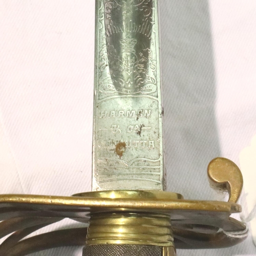 2181 - British Army infantry officers sword with Victorian cipher by Horton & Co, no 99448. No cracks/pitti... 