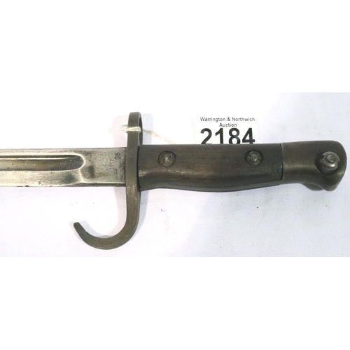 2184 - British Sanderson 1907 pattern hooked quillon bayonet, dated 1908. P&P Group 2 (£18+VAT for the firs... 