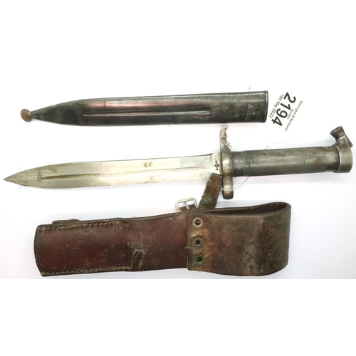 2194 - Swedish Ejab 1896 Mauser bayonet with channelled blade, steel engine turned, grip handle and steel s... 