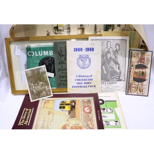 1075A - Mixed Liverpool ephemera including Ken Dodd signatures and records. Not available for in-house P&P, ... 