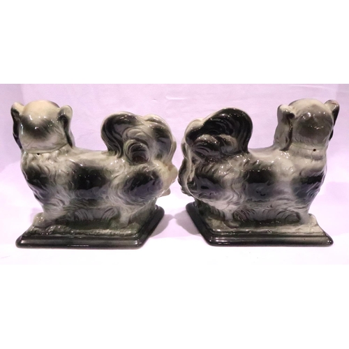 247 - Pair of ceramic King Charles Spaniels with registration marks. P&P Group 2 (£18+VAT for the first lo... 