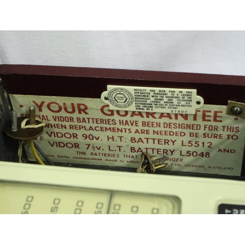 351 - Early Vidor suitcase battery radio. P&P Group 3 (£25+VAT for the first lot and £5+VAT for subsequent... 