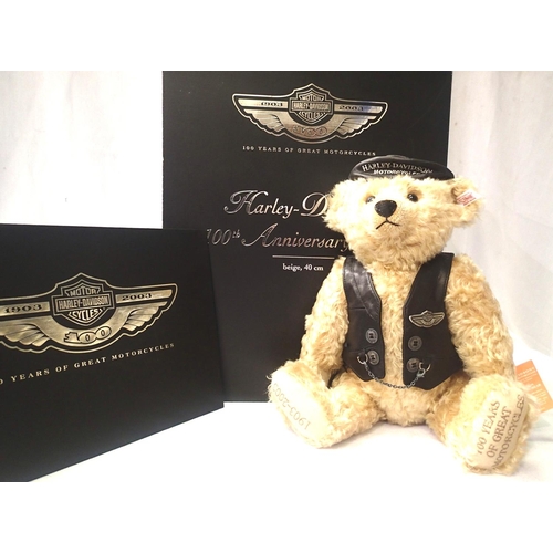 2118 - Steiff Bears, Harley Davidson, 100th Anniversary Bear, limited edition 3348/5000, H: 50 cm, boxed, e... 