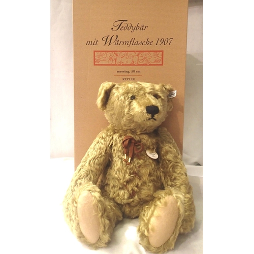 2119 - Steiff Bears, teddy bear with hot water bottle, replica of 1907 bear, metal canister in tummy, can b... 