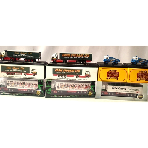 2071 - Five Stobart OO scale vehicles; Oxford Scama Highline and Walking Floor, two Scania and Superleague ... 