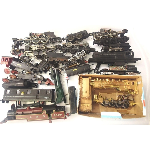 2072 - Selection of chassis and bodies ect, including Japanese brass American locomotive, for spares and re... 