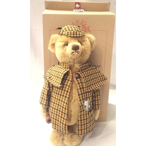 2113 - Steiff Bears, Sherlock Holmes, limited edition 1189/1500, with pipe and magnifying glass, H: 35 cm, ... 