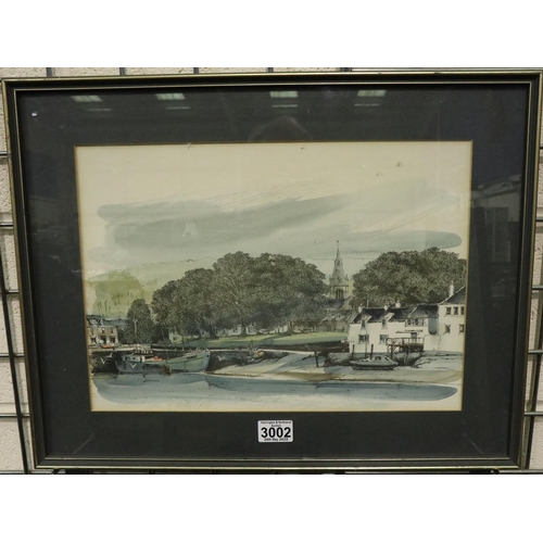 3002 - Dorothy Bruce (American, 20th century): aqua tinted print, Kirkcudbright, Scotland, 40 x 30 cm. Not ... 