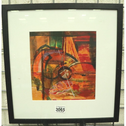 3065 - Peter Murray (contemporary): mixed media, abstract in orange, 22 x 22 cm. Not available for in-house... 