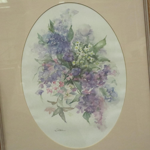 3067 - Sue Ellen Wilder (20th century): pair of watercolours, still life floral arrangements. Not available... 