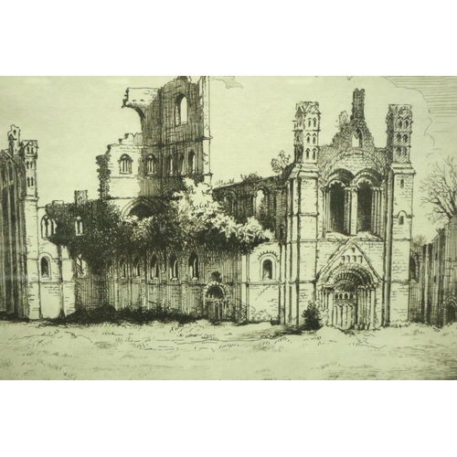 3071 - Henry Jackson Simpson (Scottish 1893 - 1963): etching, Kirkstall Abbey, 21 x 15 cm, signed in pencil... 