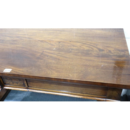 3115 - A 19th century walnut two drawer console with carved supports, 130 x 60 x 75 cm H. Not available for... 