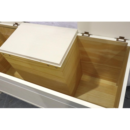 3121 - A modern bedding style chest, incorporating a lift mechanism for stereo system, European two pin plu... 